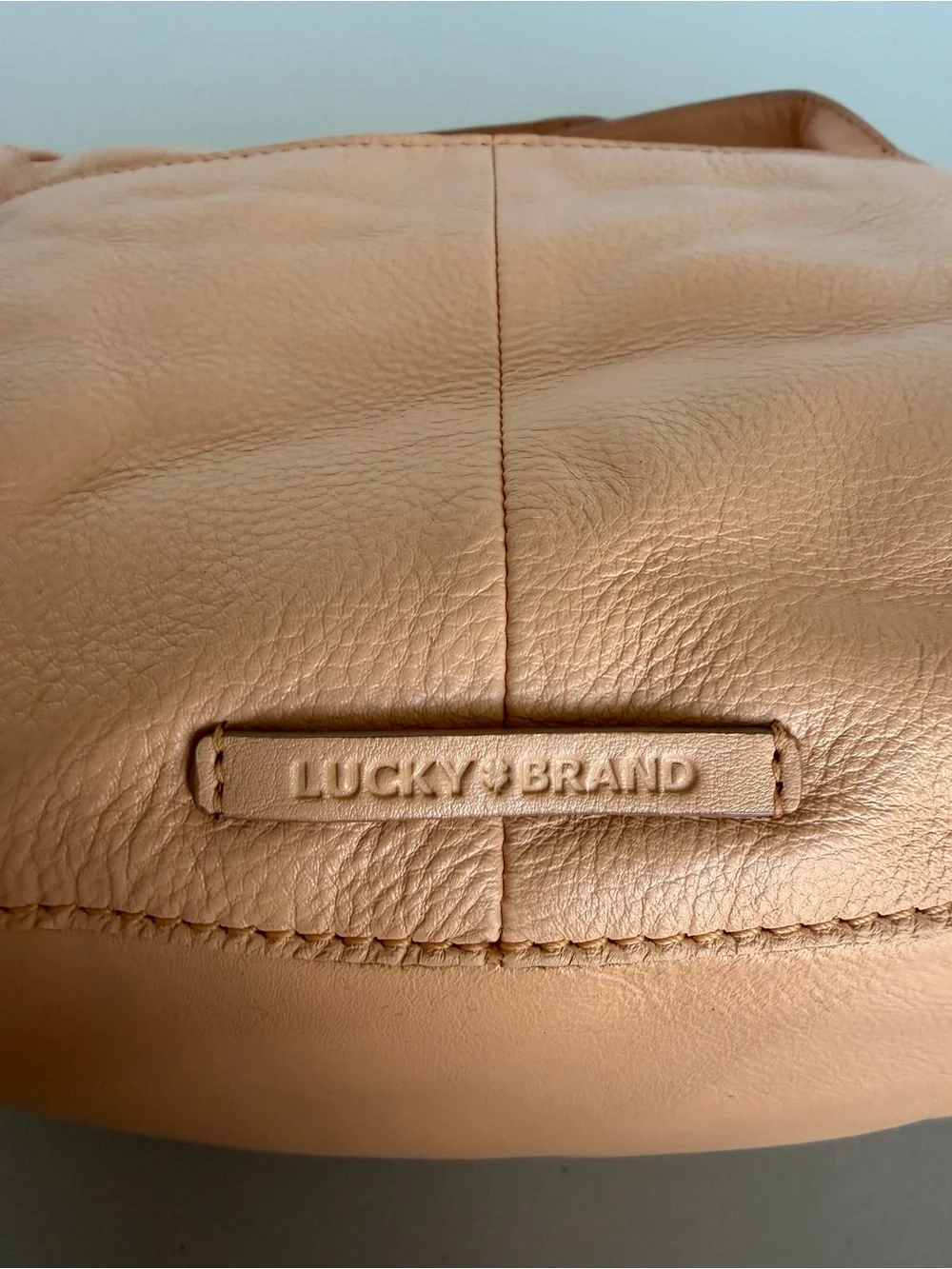 Lucky Brand Genuine Leather Peach Hobo Shoulder Crossbody Bag